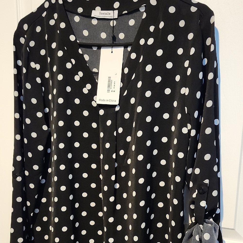 Black and White Polka Dot Blouse